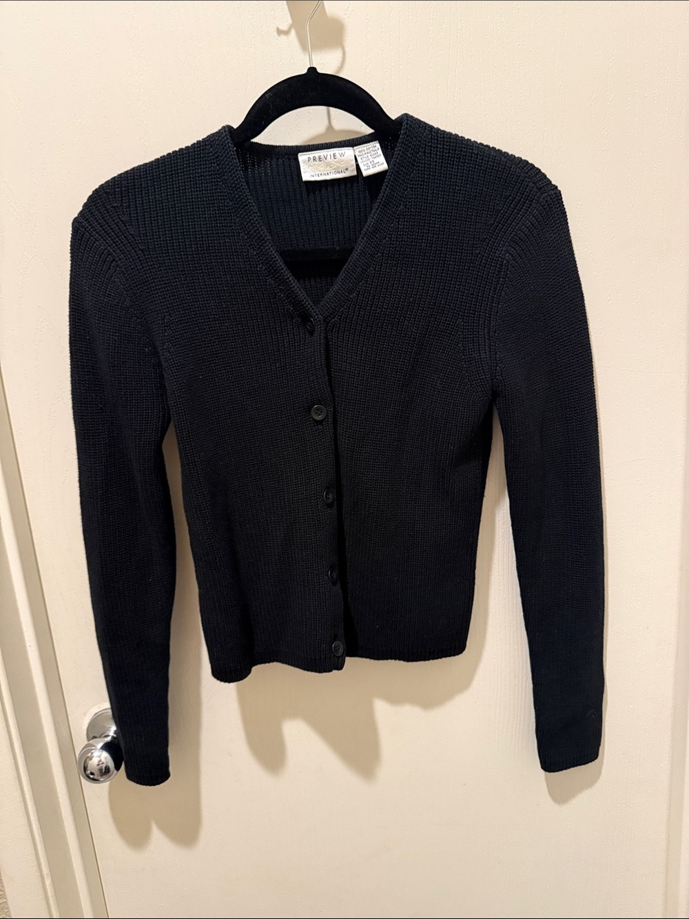 Preview International Black V-Neck Button Front Cardigan